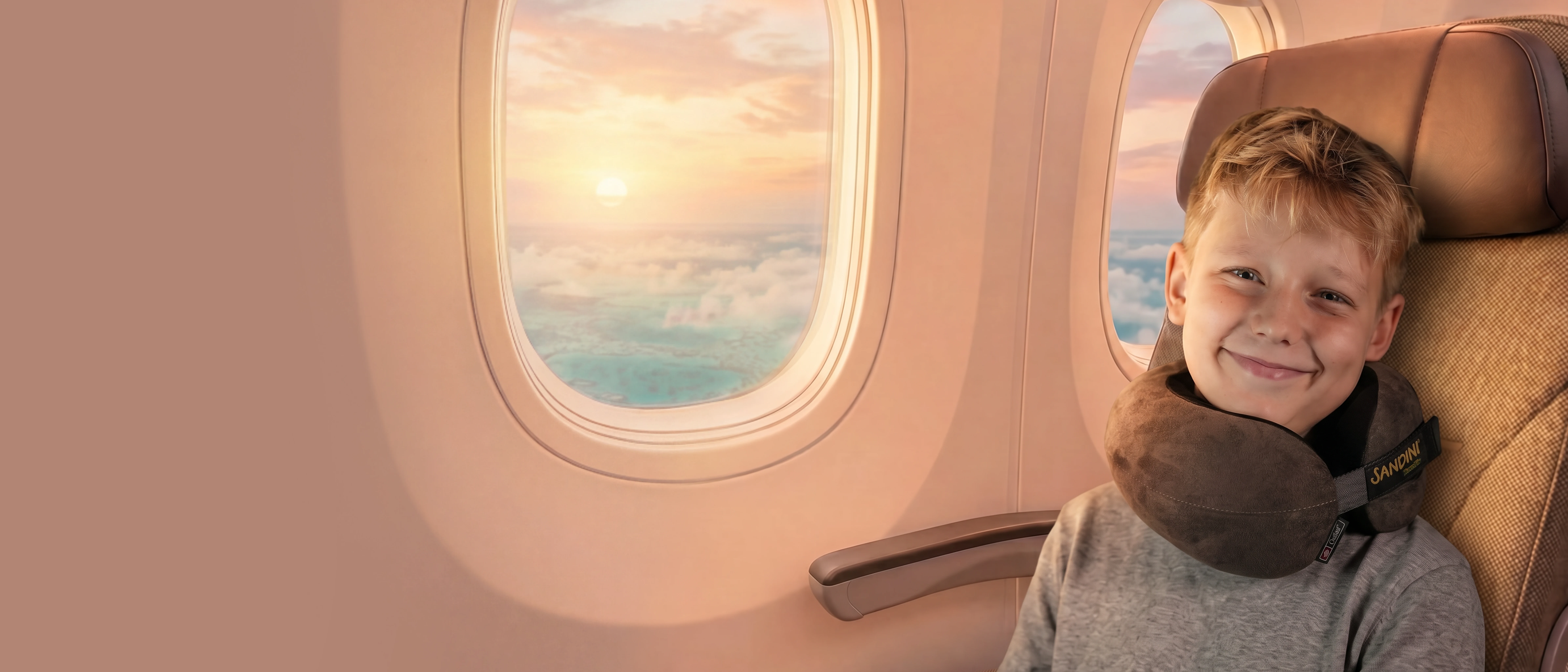 SANDINI TravelFix® Junior – Kind schläft entspannt im Flugzeug